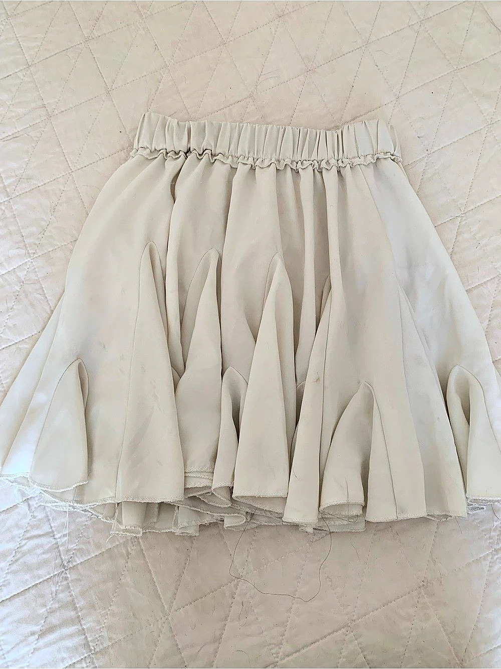 Cream Pleated Mini Skirt